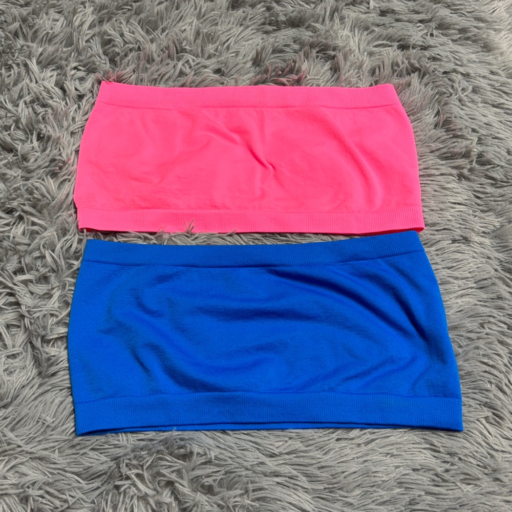 NWOT Zenana Outfitters Blue and Pink Bandeau Set